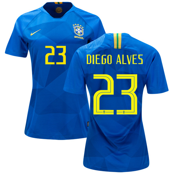 Women's Brazil #23 Diego Alves Away Soccer Country Jersey